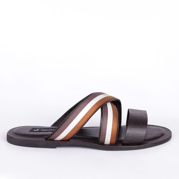 Male Leather Palm Slippers with Cross Straps in Nigeria