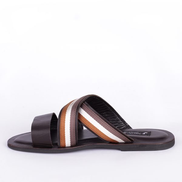 Male Leather Palm Slippers with Cross Straps in Nigeria