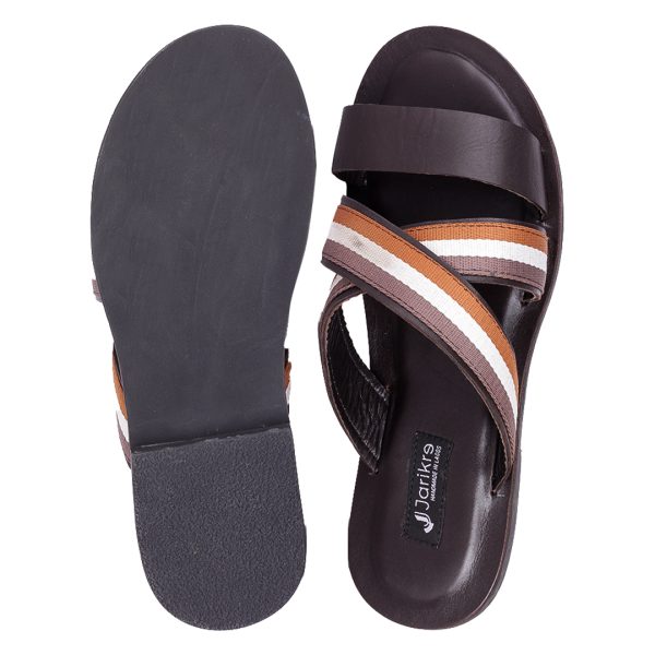 Male Leather Palm Slippers with Cross Straps in Nigeria