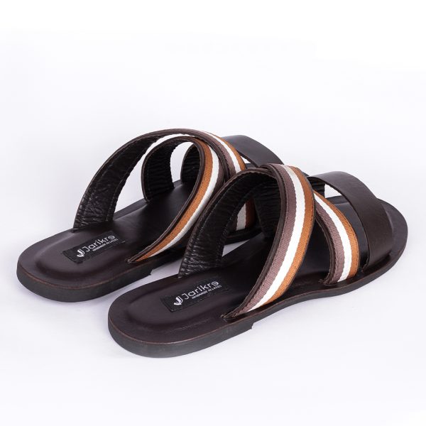 Male Leather Palm Slippers with Cross Straps in Nigeria