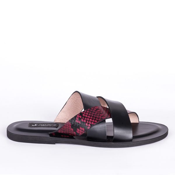 Male Leather Palm Slippers with Python Leather Cross Straps in Nigeria