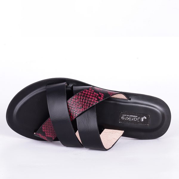 Male Leather Palm Slippers with Python Leather Cross Straps in Nigeria