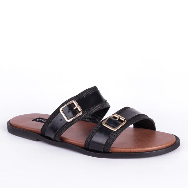 Male Leather Double Buckle Palm Slippers in Nigeria