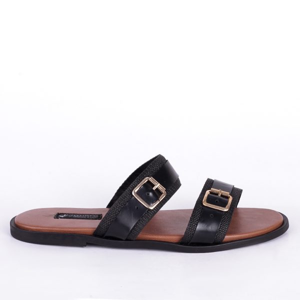 Male Leather Double Buckle Palm Slippers in Nigeria