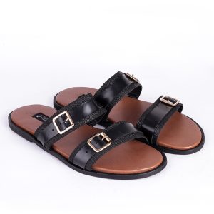 Male Leather Double Buckle Palm Slippers in Nigeria