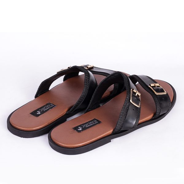 Male Leather Double Buckle Palm Slippers in Nigeria