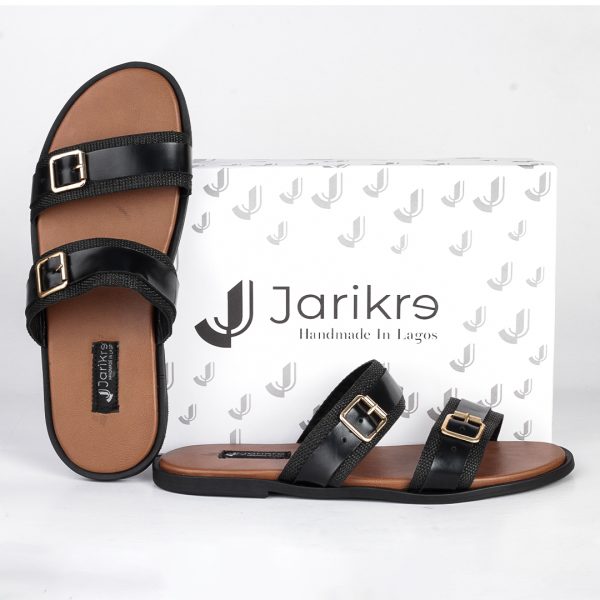 Male Leather Double Buckle Palm Slippers in Nigeria