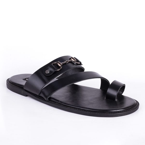 Male Leather Palm Slippers with Silver Stainless Design in Nigeria