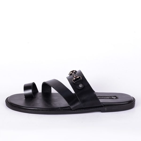 Male Leather Palm Slippers with Silver Stainless Design in Nigeria