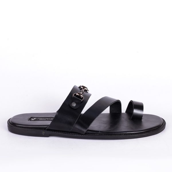 Male Leather Palm Slippers with Silver Stainless Design in Nigeria