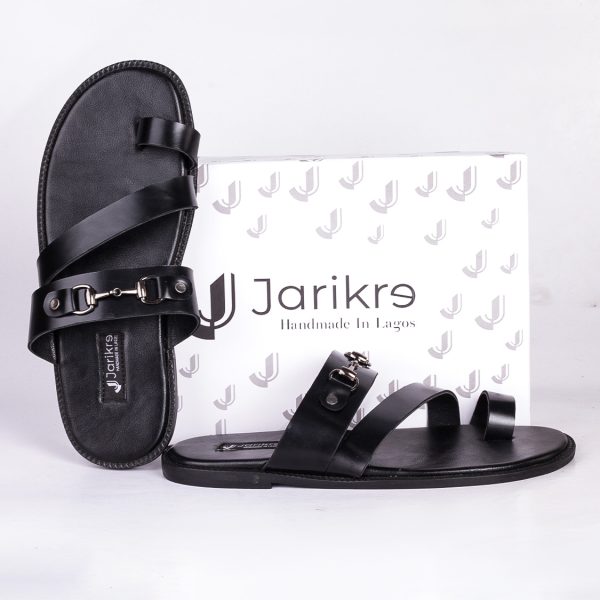 Male Leather Palm Slippers with Silver Stainless Design in Nigeria