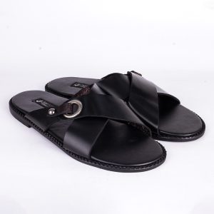Male Leather Cover Palm Slippers With Tiny Stainless Design - Jarikre