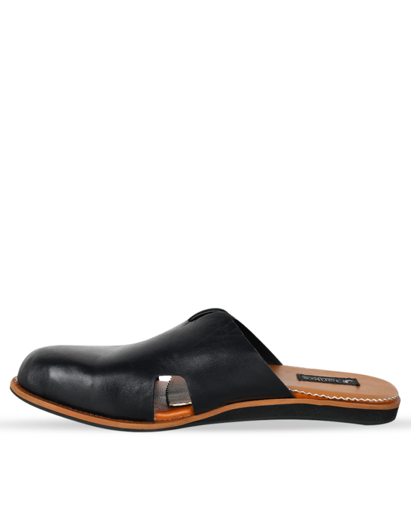 Male Leather Slippers - Black