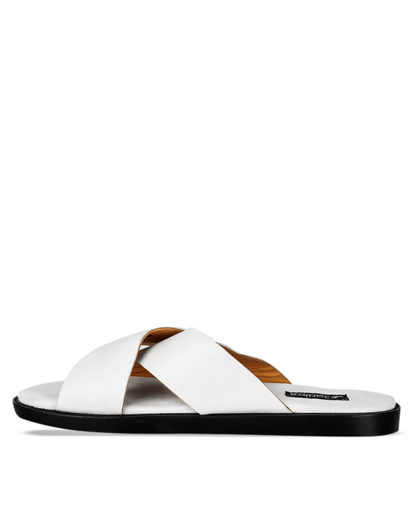 Male Comfy Leather Palm Slippers - White