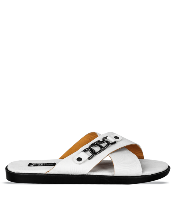 Male Comfy Leather Palm Slippers - White