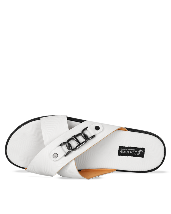 Male Comfy Leather Palm Slippers - White