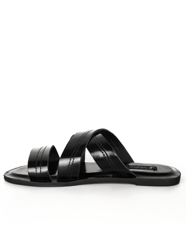 Male Crispy Leather Palm Slippers - Black