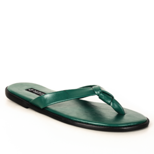 Unisex Genuine Leather Slippers - Green