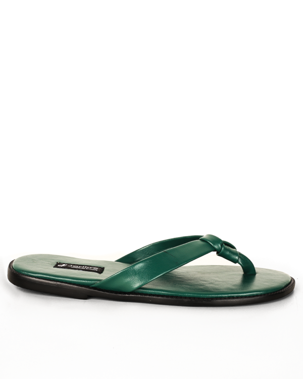 Unisex Genuine Leather Slippers - Green