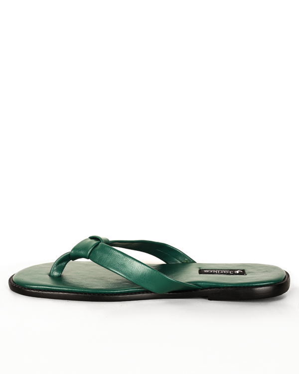 Unisex Genuine Leather Slippers - Green