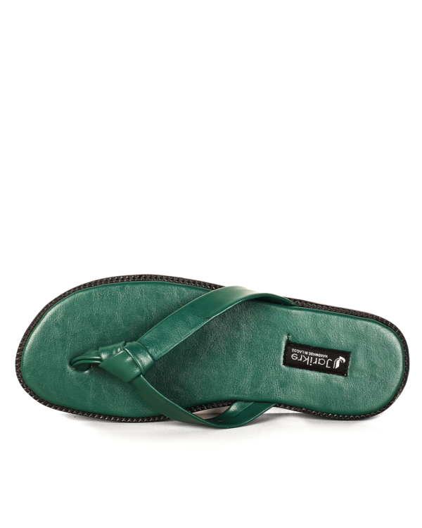 Unisex Genuine Leather Slippers - Green