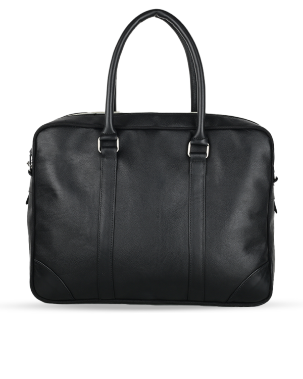 Plain Leather Office Bag - Black