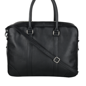 Plain Leather Office Bag - Black