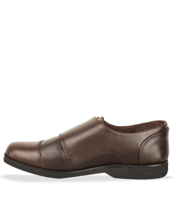 Male Split Leather Double Monk Strap Shoe - Brown