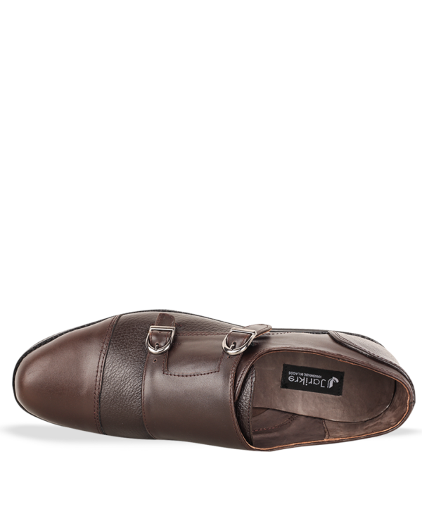 Male Split Leather Double Monk Strap Shoe - Brown