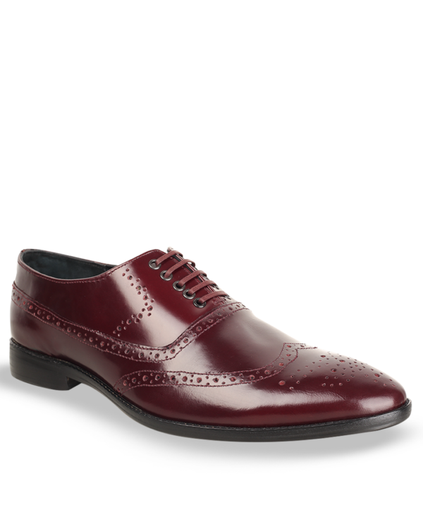 Male Patent Leather Brogues Shoes - Oxblood