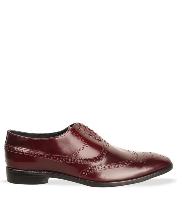 Male Patent Leather Brogues Shoes - Oxblood