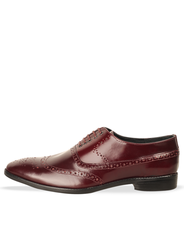 Male Patent Leather Brogues Shoes - Oxblood