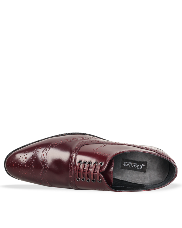 Male Patent Leather Brogues Shoes - Oxblood