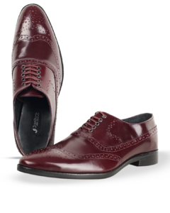 Male Patent Leather Brogues Shoes - Oxblood