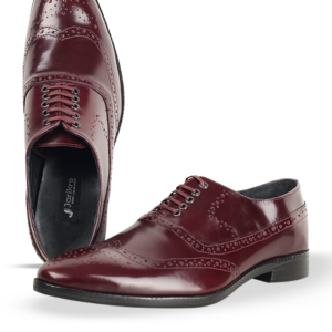 Male Patent Leather Brogues Shoes - Oxblood