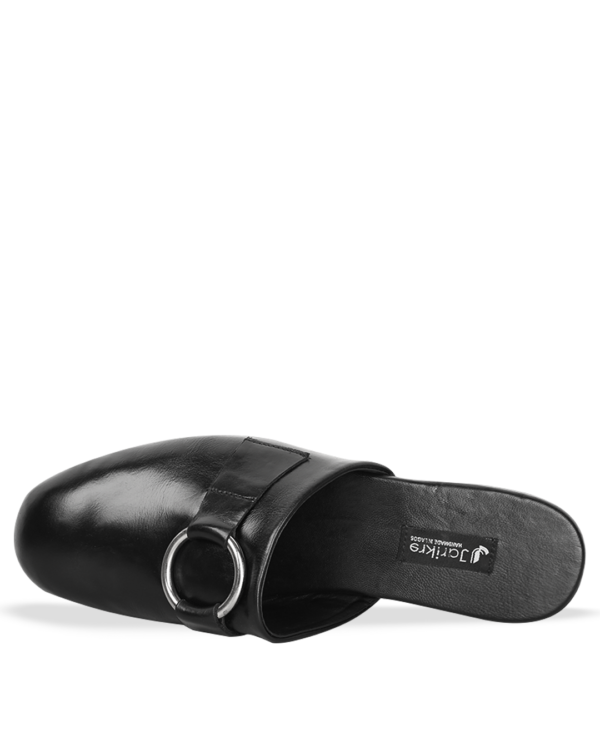 Male Leather Half Cut Slip-On Casual Mules- Black