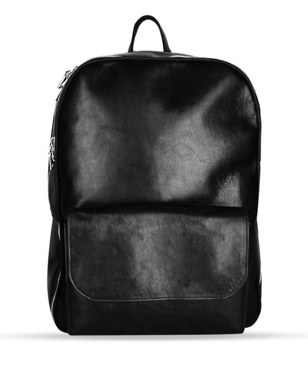 Unisex Leather Backpack - Black