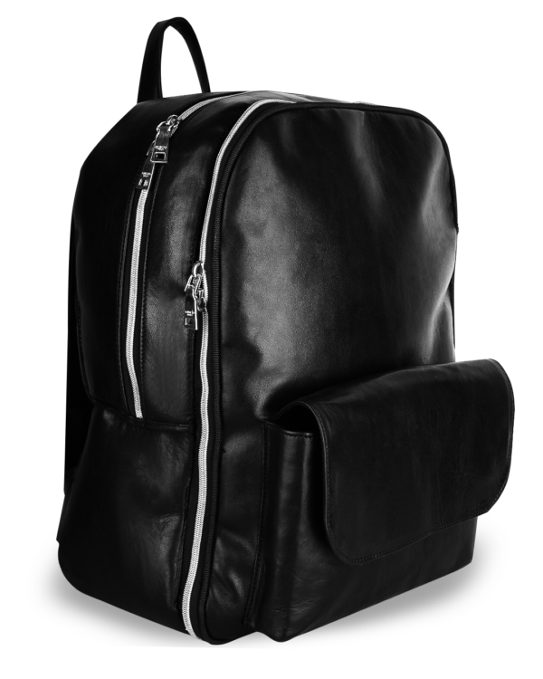 Unisex Leather Backpack - Black