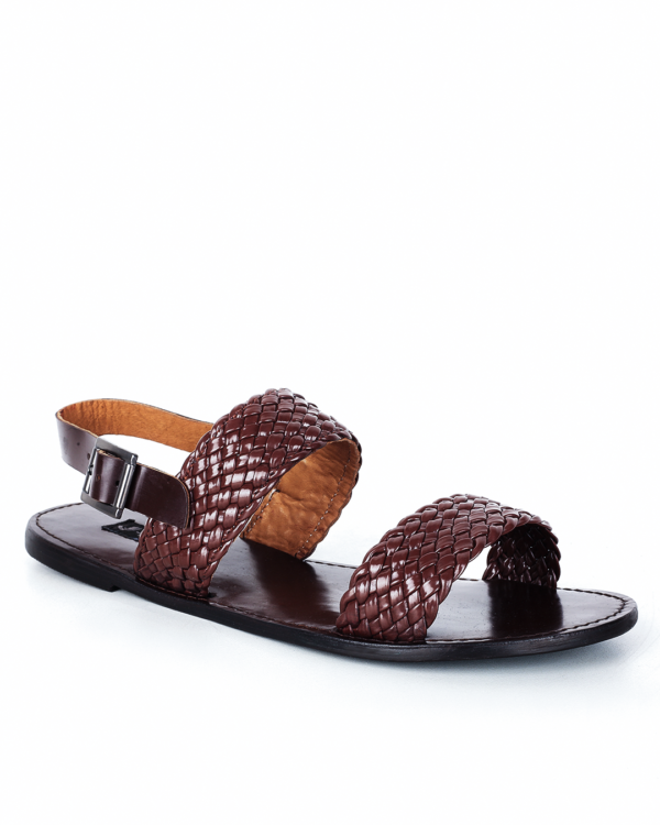 Male Basket Leather Sandal - Brown