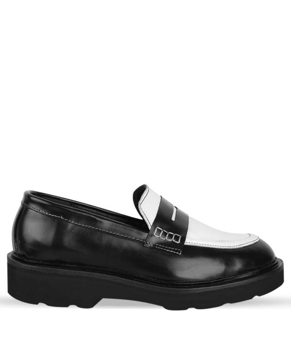 Male Penny Loafers Leather Shoes - Monochrome