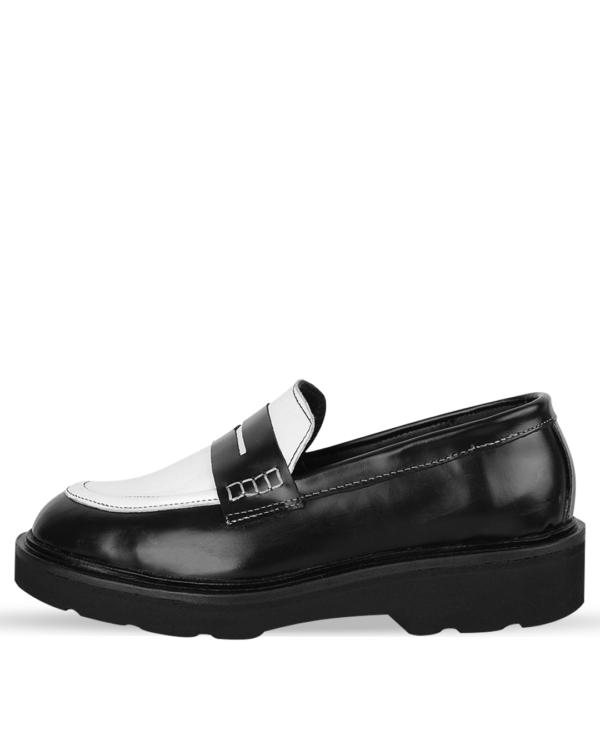 Male Penny Loafers Leather Shoes - Monochrome