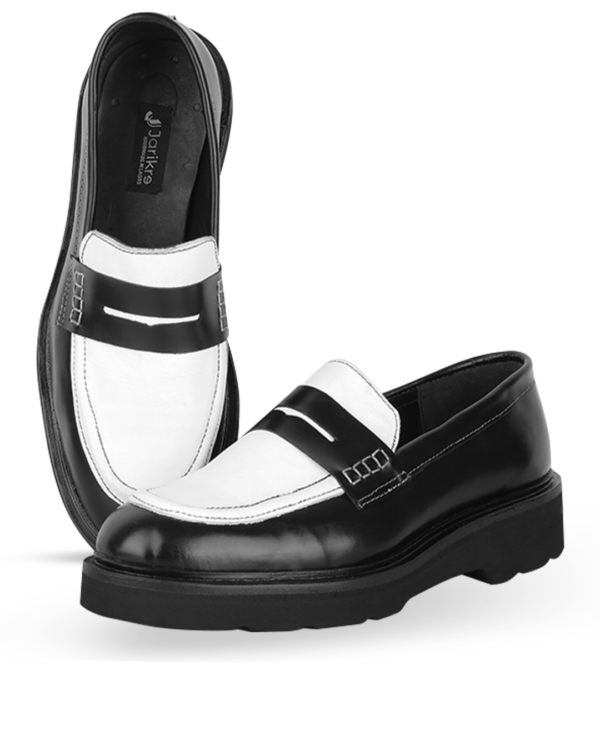 Male Penny Loafers Leather Shoes - Monochrome