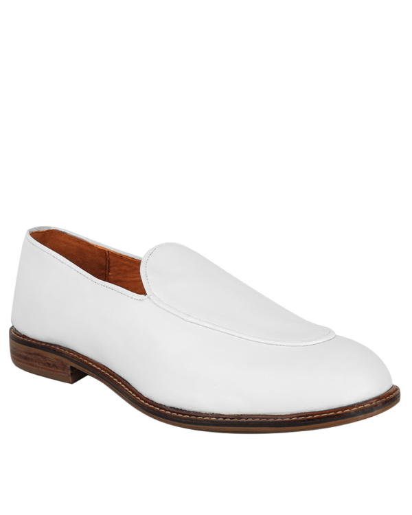 Male Penny Loafers Leather Shoes - White