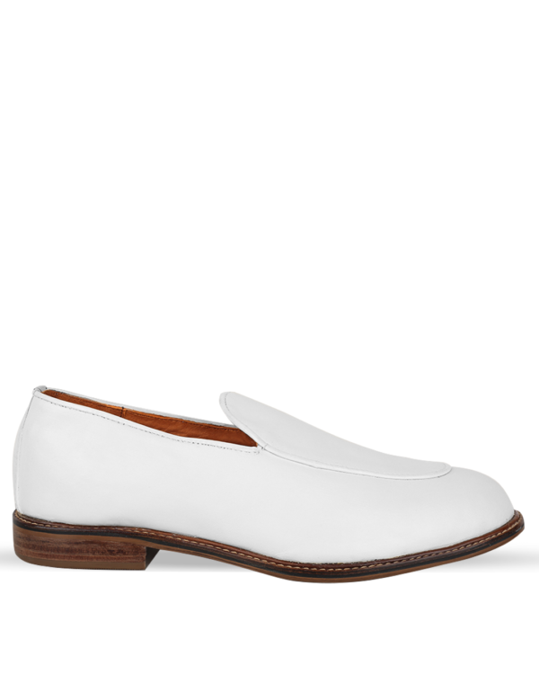 Male Penny Loafers Leather Shoes - White