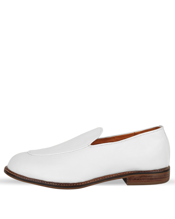 Male Penny Loafers Leather Shoes - White