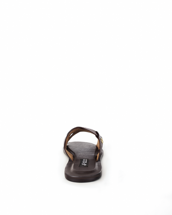 Male Crossed Top Leather Palm Slippers - Brown