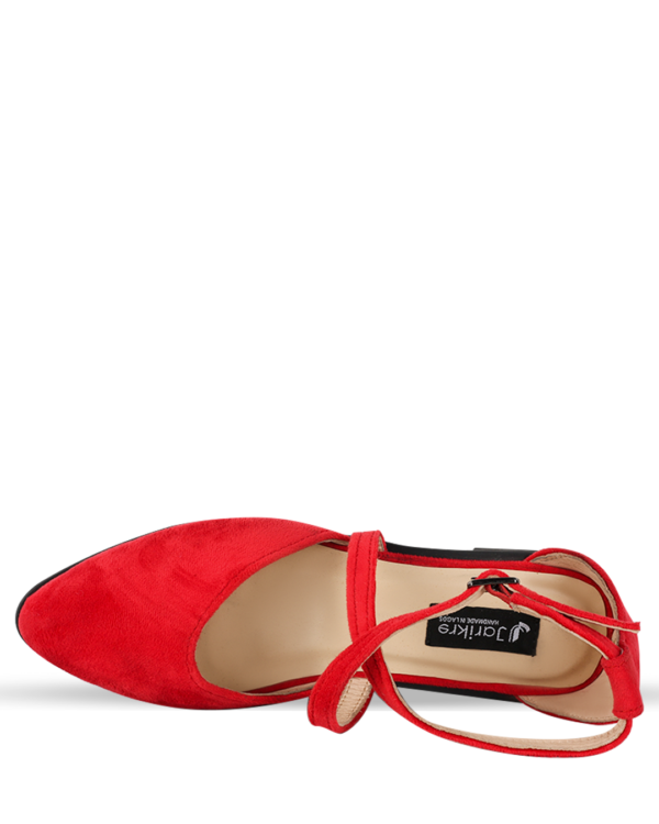 Female Velvet Leather Ballerinas Flat Shoes - Red