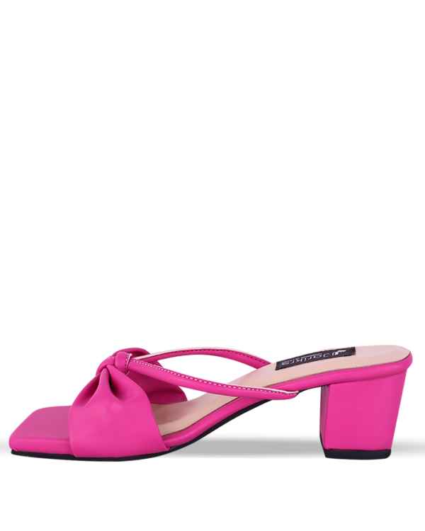 Female Leather Cross Sandals With Heel - Pink