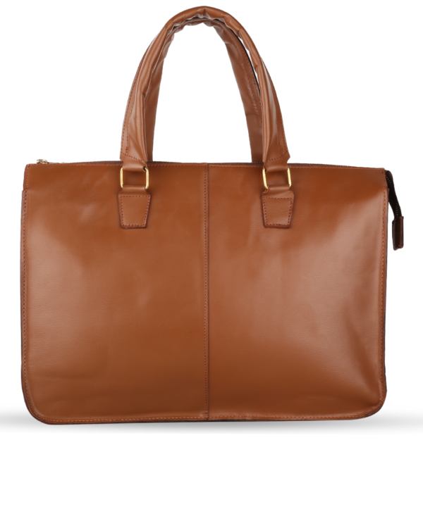 Plain Leather Office Bag - Brown