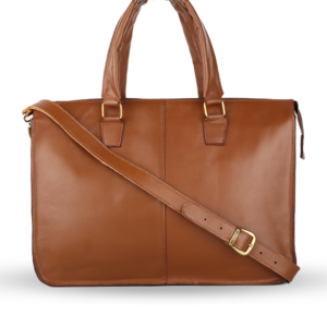 Plain Leather Office Bag - Brown